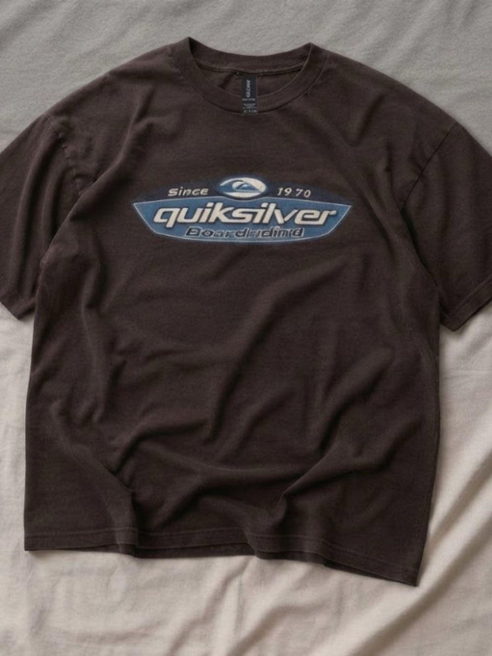 Quiksilver Brown Short Sleeve Tee with Blue unisex